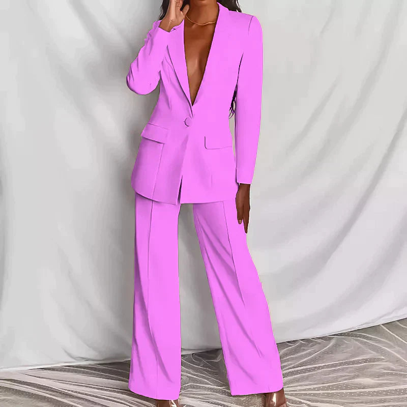 Eleganter Blazer & Hose Set für Damen, ideal für Business und Casual, in hochwertigem, luxuriösem Stoff, perfekte Passform