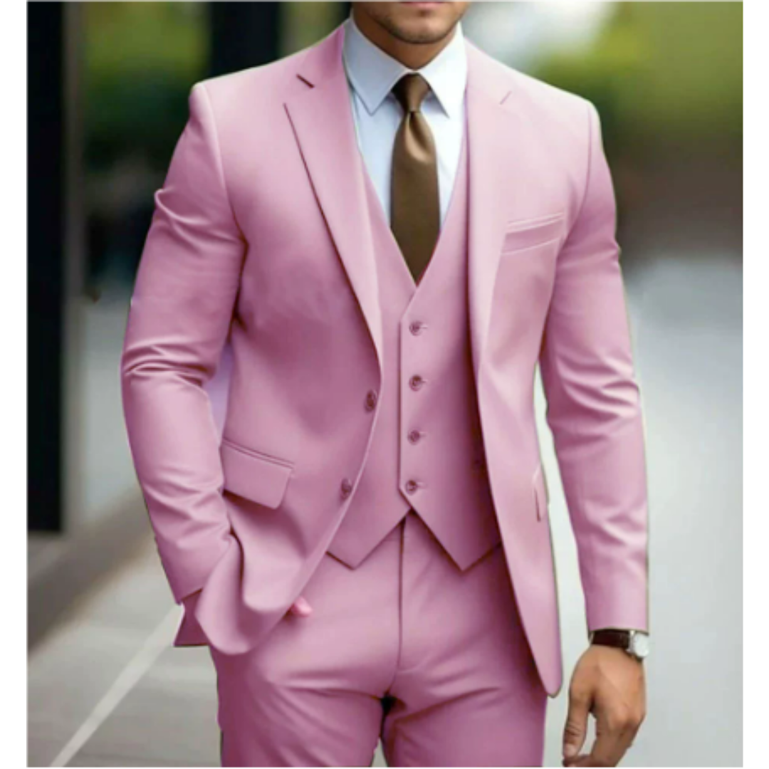 Eleganter Herrenanzug für Hochzeitsevents, 3-teilig, mit Jacke, Weste und Hose; ideal für formelle Anlässe.