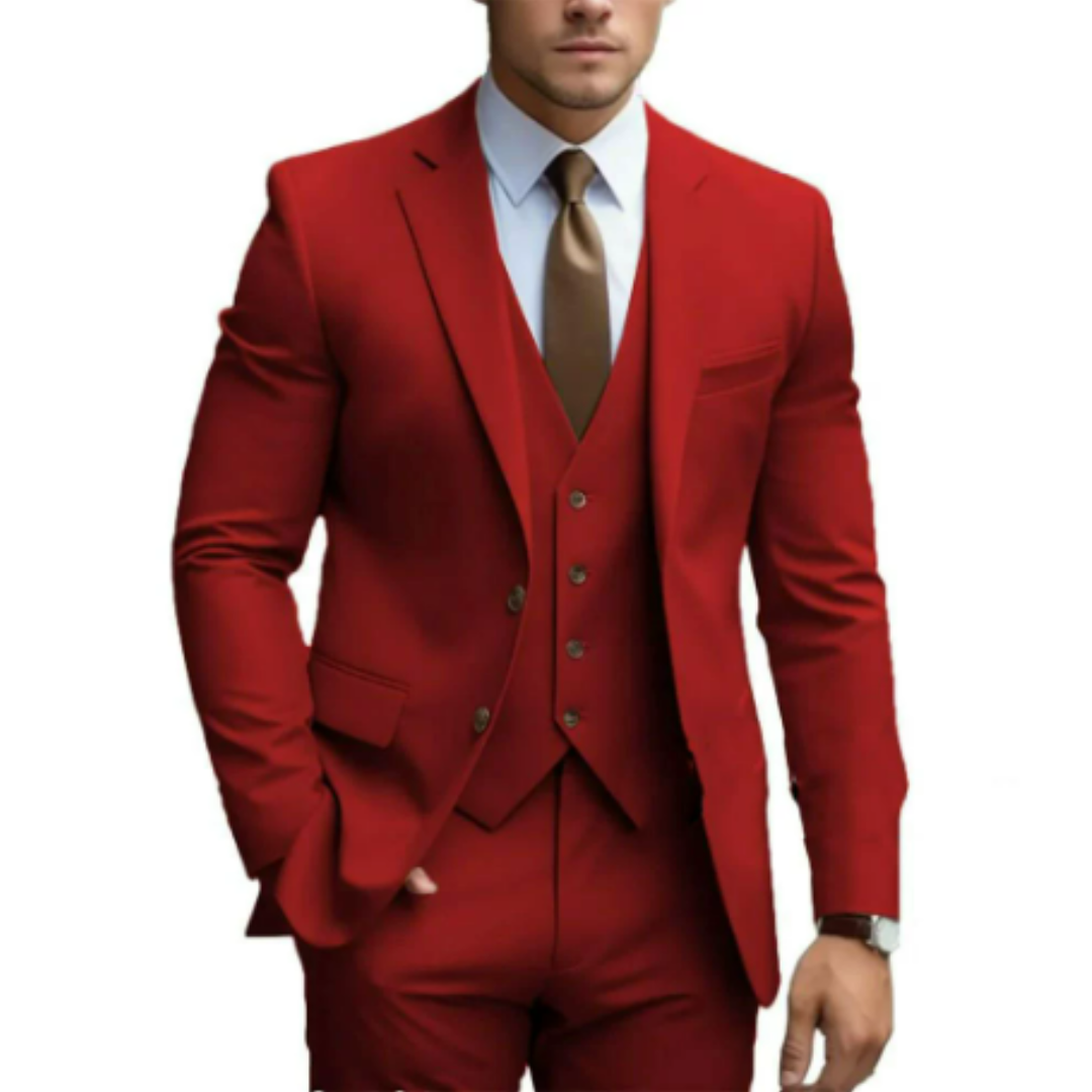 Eleganter Herrenanzug für Hochzeitsevents, 3-teilig, mit Jacke, Weste und Hose; ideal für formelle Anlässe.