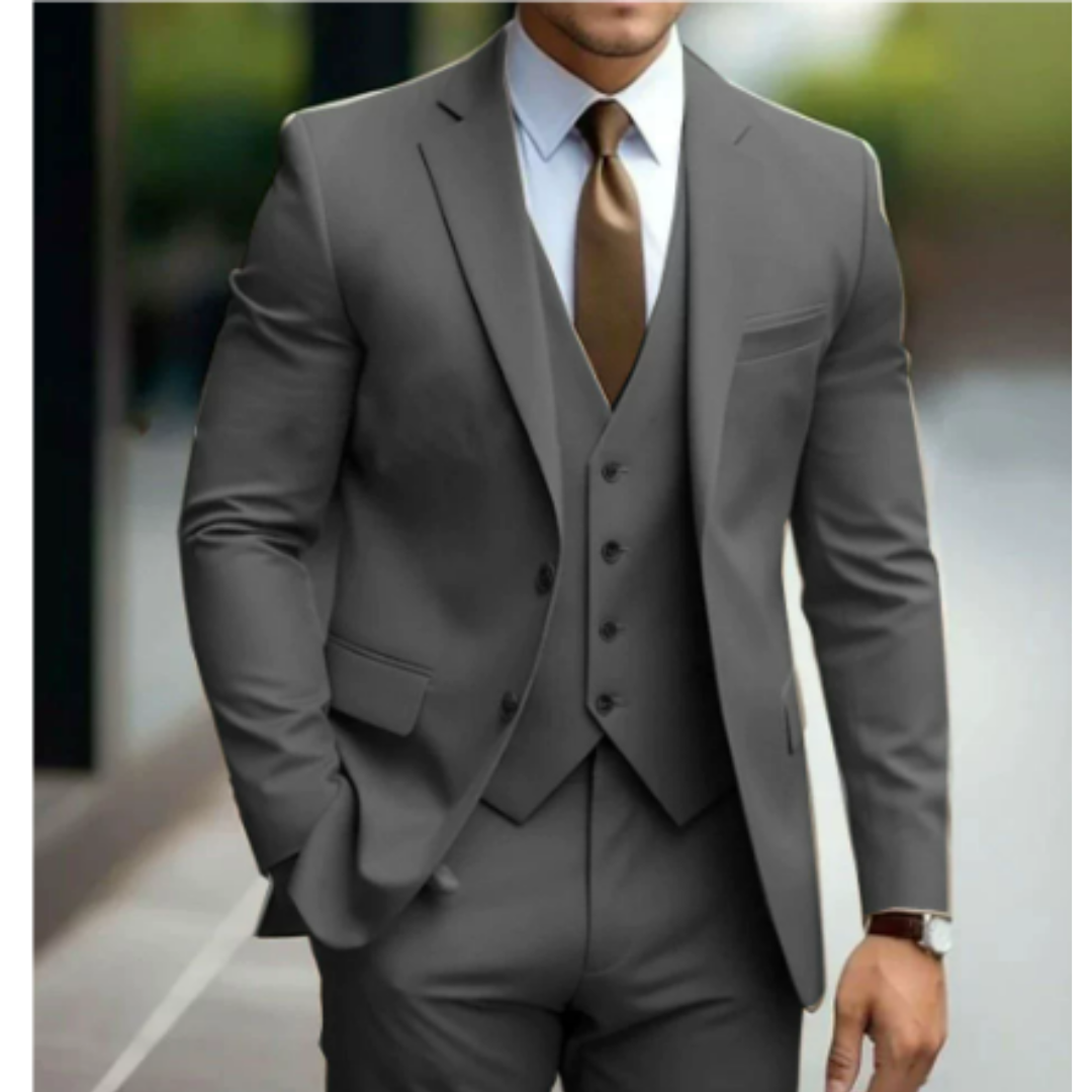 Eleganter Herrenanzug für Hochzeitsevents, 3-teilig, mit Jacke, Weste und Hose; ideal für formelle Anlässe.