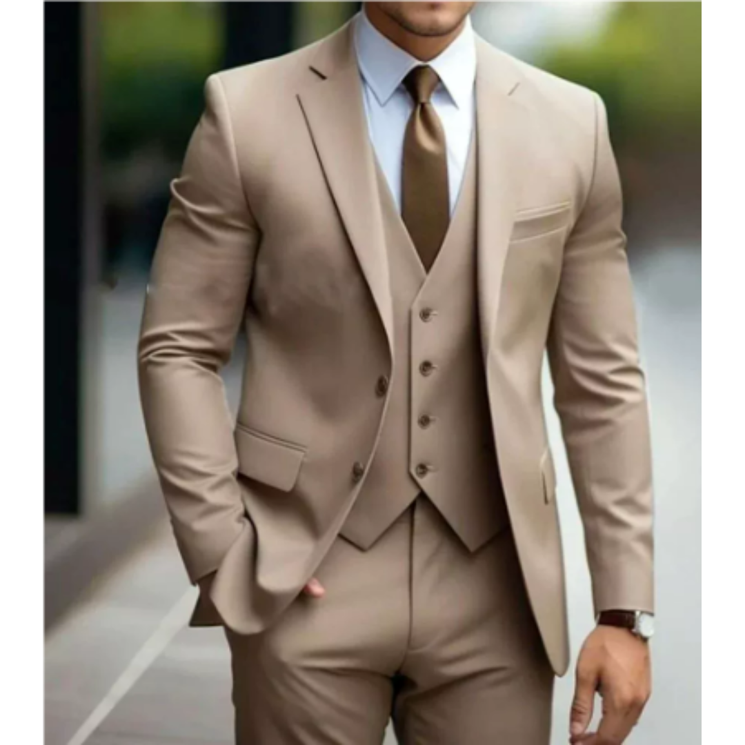 Eleganter Herrenanzug für Hochzeitsevents, 3-teilig, mit Jacke, Weste und Hose; ideal für formelle Anlässe.