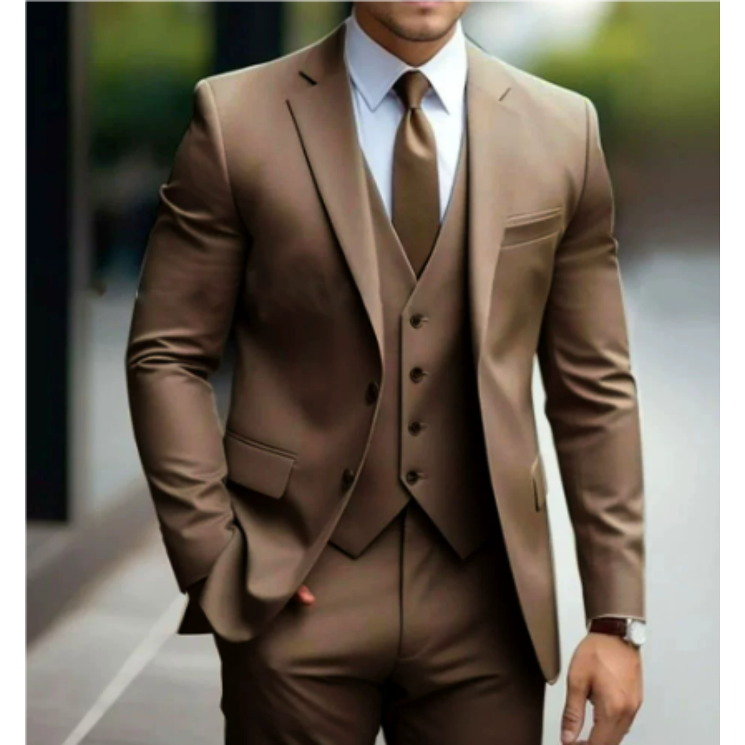Eleganter Herrenanzug für Hochzeitsevents, 3-teilig, mit Jacke, Weste und Hose; ideal für formelle Anlässe.