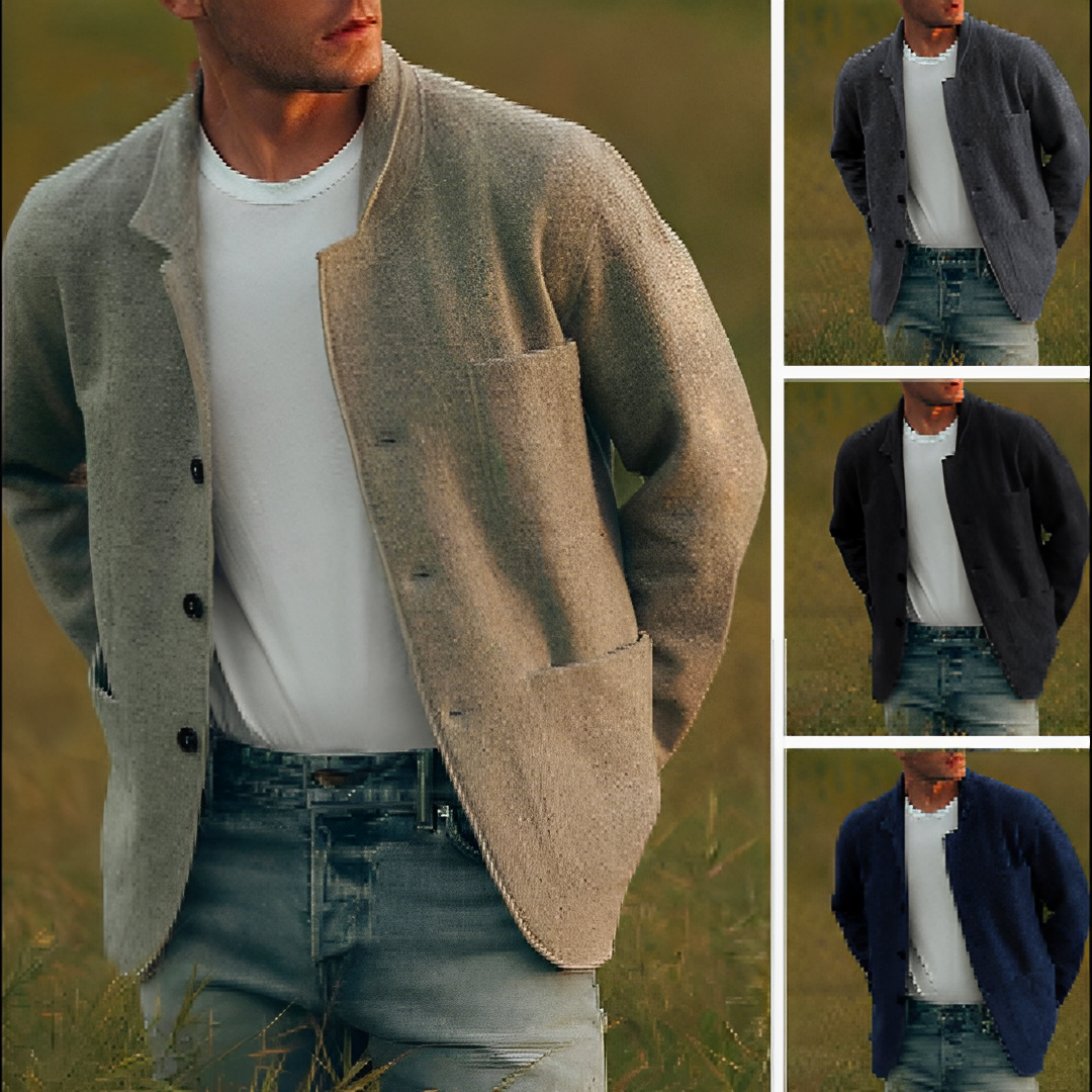 Eleganter Herrenblazer in Dunkelgrau, stilvoller Schnitt, vielseitig kombinierbar, ideal für formelle Anlässe und Alltag.