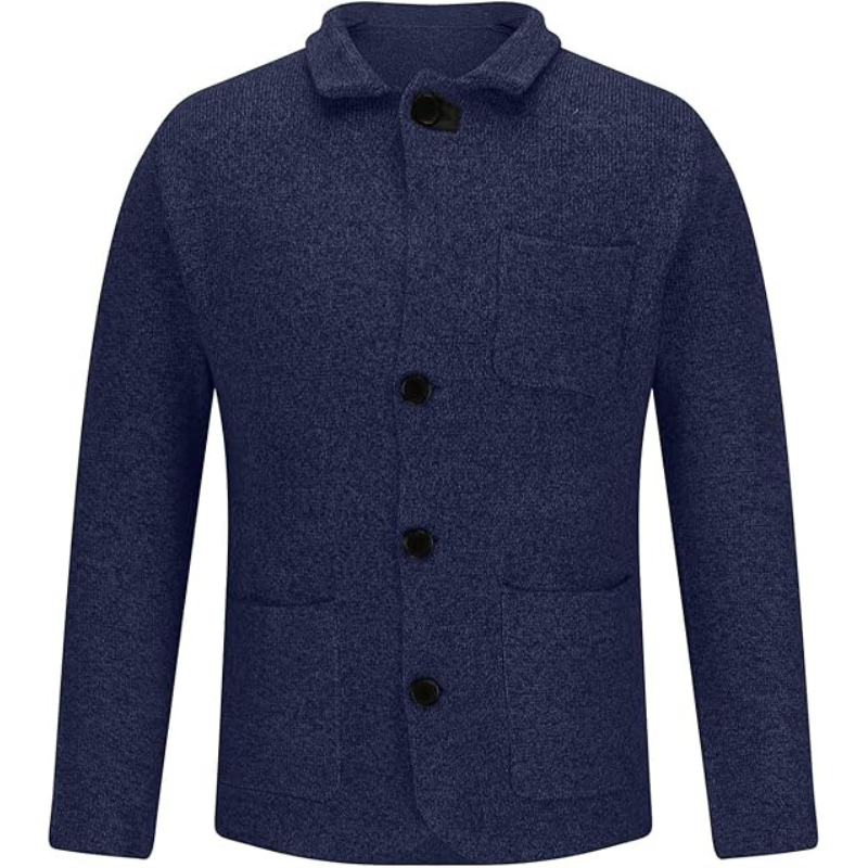 "Eleganter grauer Herrenblazer mit Knopf-Design und schmaler Passform, ideal für Büro und formelle Anlässe."