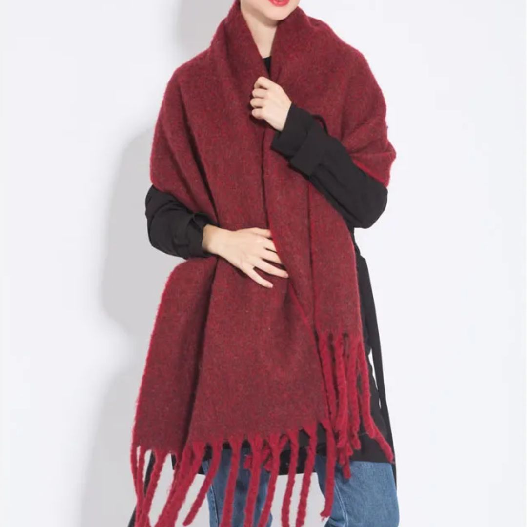 Eleganter, weicher Damenschal in Beige bis Senfgrün, ideal für den Winter, sorgt für luxuriösen Komfort und Stil.