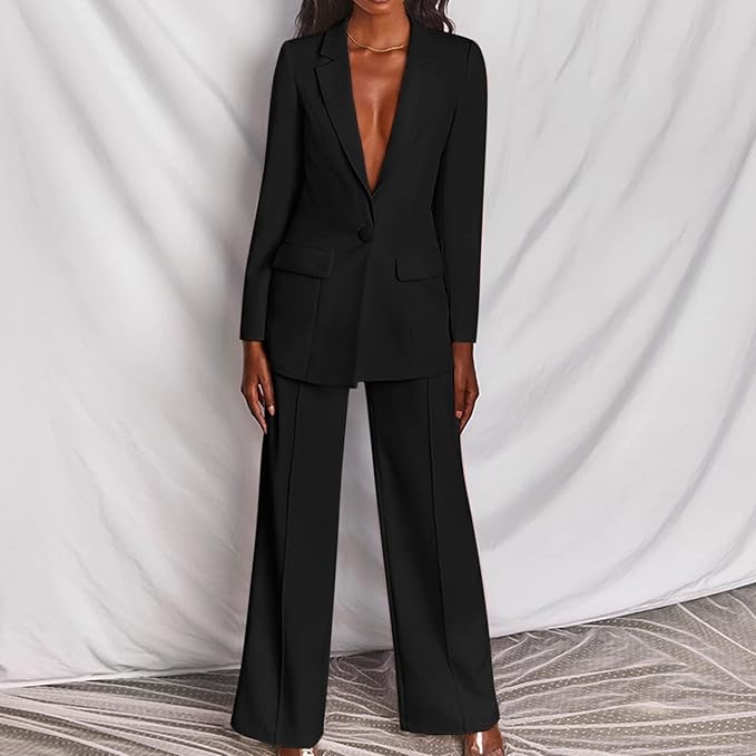 Elegantes Blazer-Hose Set aus Nylon, schlanker Schnitt, zeitloses Design, perfekt für Anlässe, in Mode für Damen.