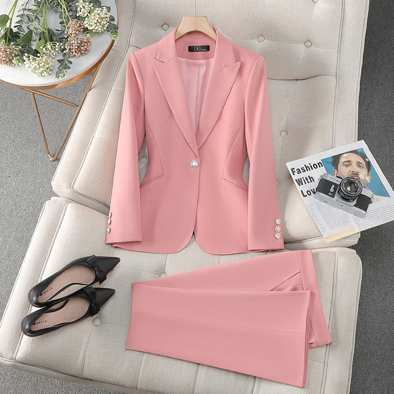 Elegantes Damen Blazer & Hosen Set, zeitloses Design, verschiedene Farben, perfekt für Büro oder formelle Anlässe.