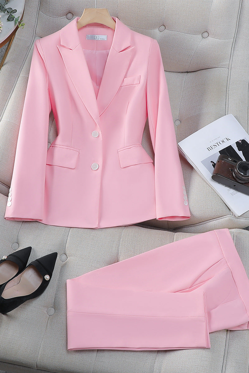 Elegantes Damen Blazer & Hosen Set, zeitloses Design, verschiedene Farben, perfekt für Büro oder formelle Anlässe.