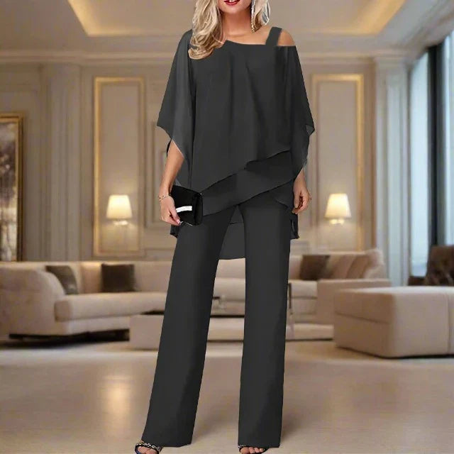 "Elegantes Damen-Chiffon-Set in kräftigen Farben, komfortabel und stilvoll für legere und festliche Anlässe."
