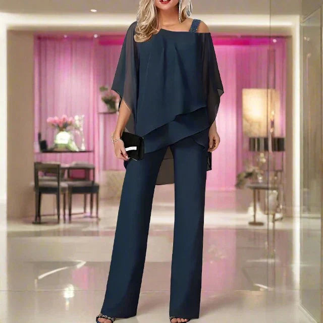 "Elegantes Damen-Chiffon-Set in kräftigen Farben, komfortabel und stilvoll für legere und festliche Anlässe."
