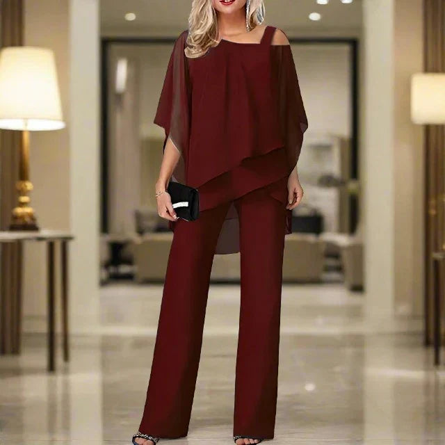 "Elegantes Damen-Chiffon-Set in kräftigen Farben, komfortabel und stilvoll für legere und festliche Anlässe."