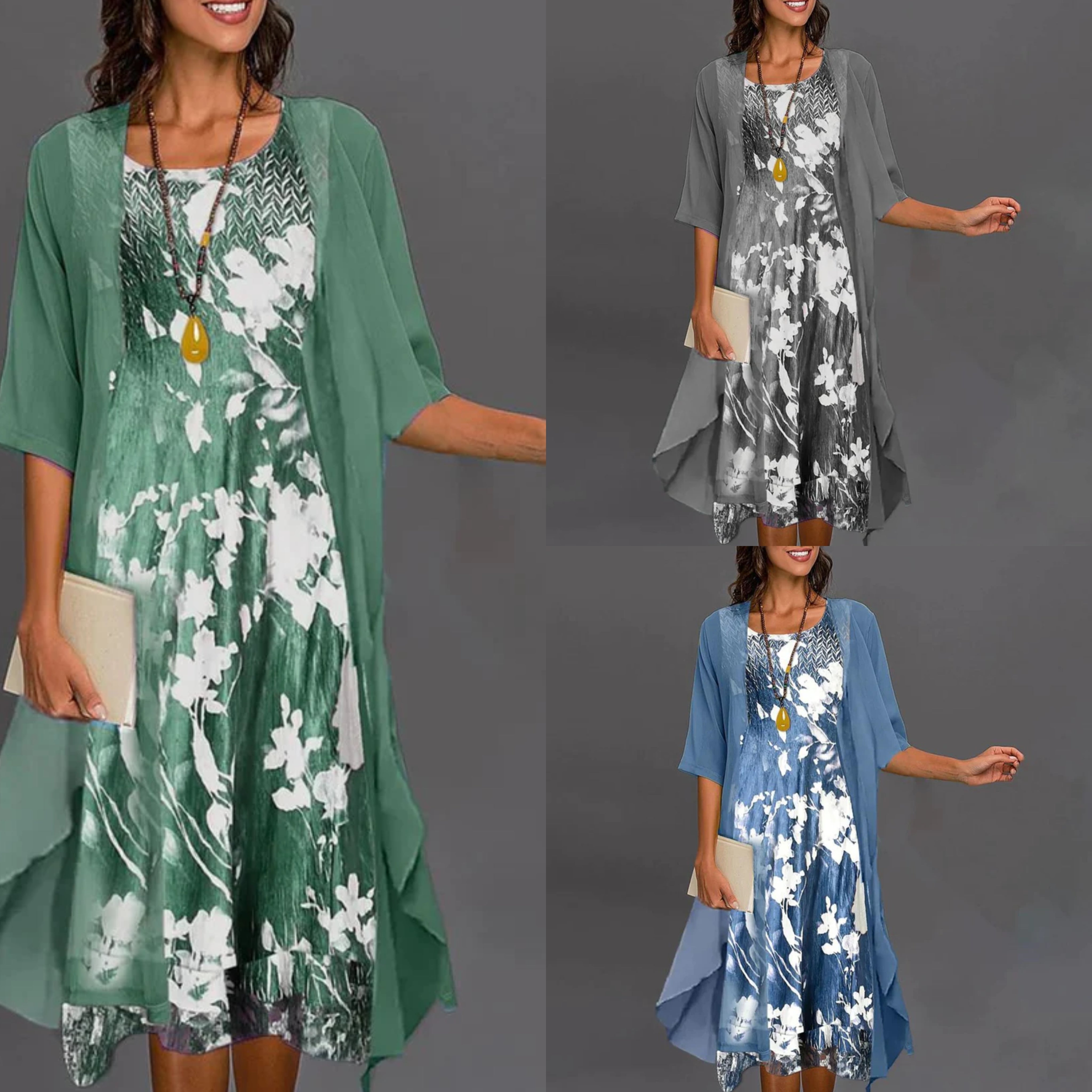 Kjole med blomstermønster for kvinner