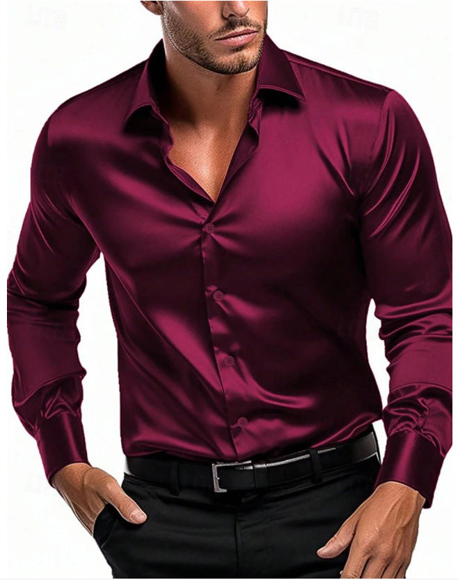 Elegantes Herren Seidenhemd WW in Blau, italienischer Kragen, durchgehende Knopfleiste, edler Look, komfortables Tragegefühl.