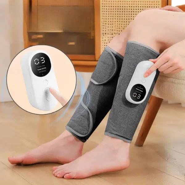 "Elektrische Lymphdrainage Gerät mit tragbarem Design, verstellbaren Riemen, bietet Kompression, Wärme und Massage."