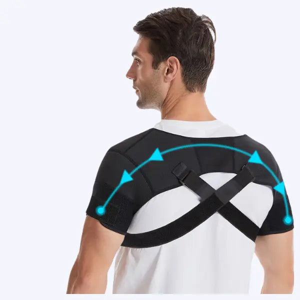 Mann som bruker VerteBalance Pro Holdningskorrigerer i hvit t-skjorte