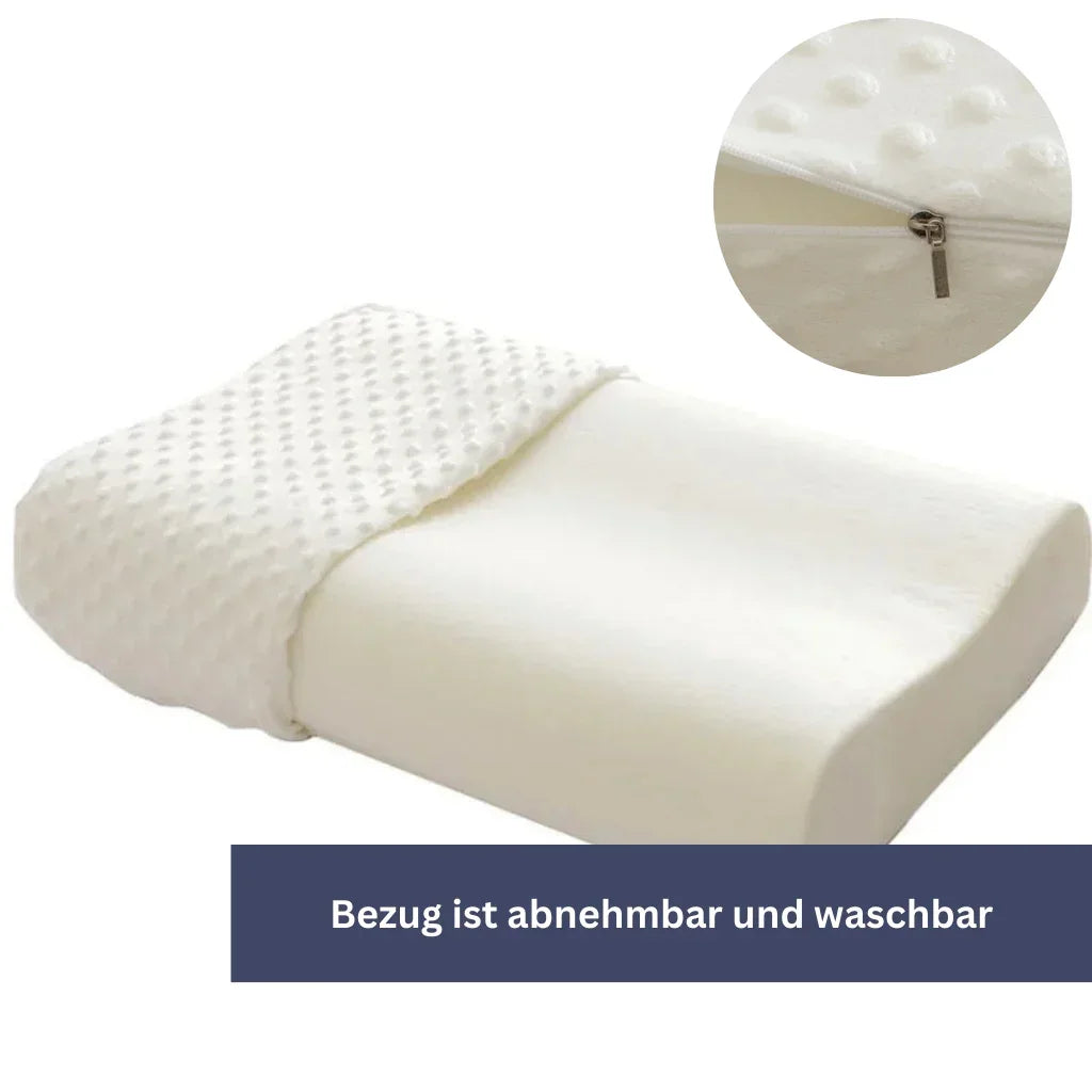 Ergonomisches Schlafkissen, weiß, für optimalen Komfort, unterstützt Nacken und Schultern, atmungsaktiver Stoff.