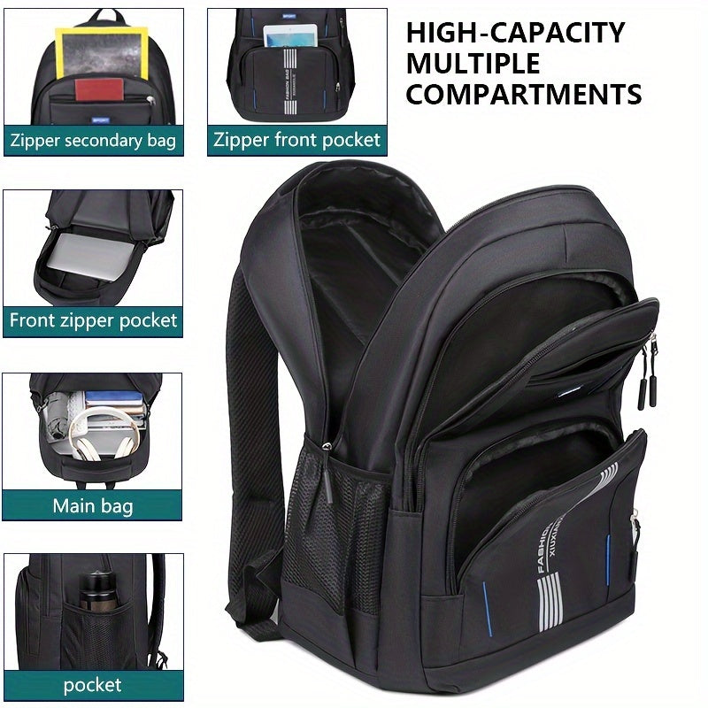 "Geräumiger Herrenrucksack mit Laptopfach, ergonomisch, vielseitig, in Blau, Grau, Grün, Schwarz für Büro und Reisen"