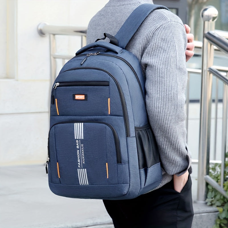 "Geräumiger Herrenrucksack mit Laptopfach, ergonomisch, vielseitig, in Blau, Grau, Grün, Schwarz für Büro und Reisen"