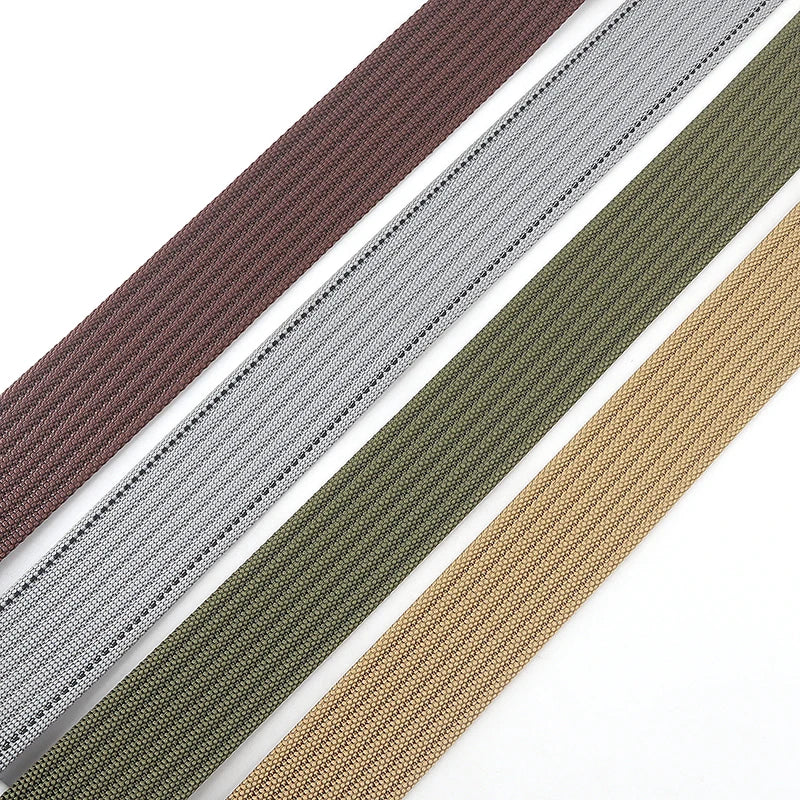 Gestreifter Canvas-Gürtel mit Doppelring-Schnalle, verstellbar, urbaner Look, unisex, verschiedene Farben, robustes Material.