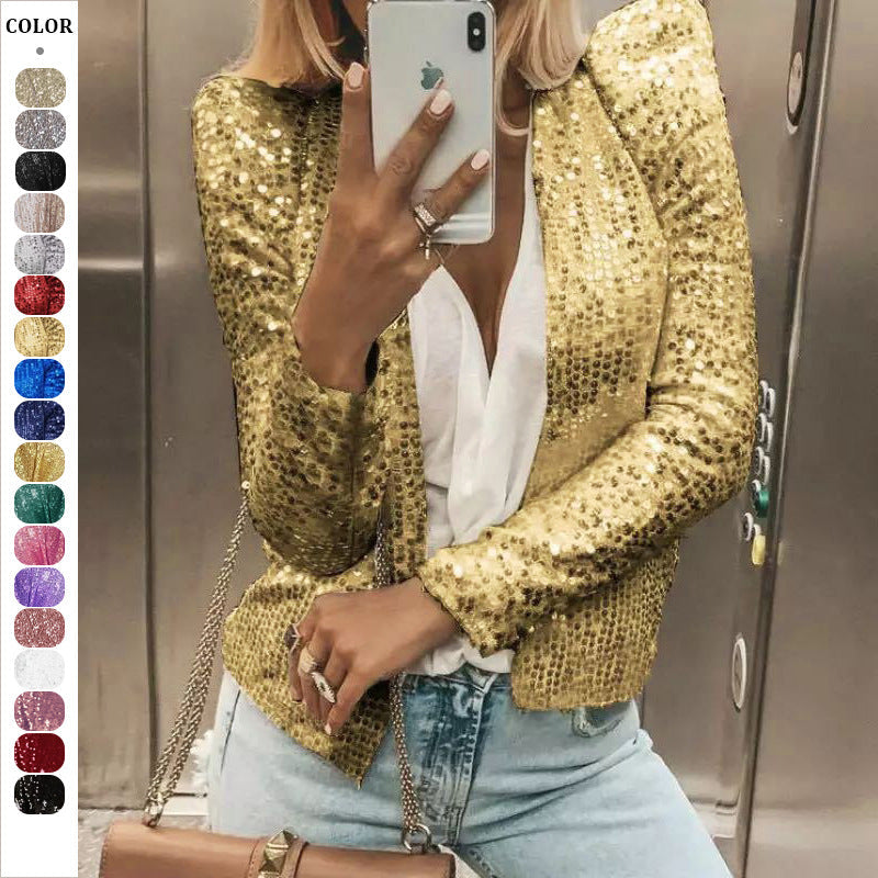 Glittrende cardigan forfra