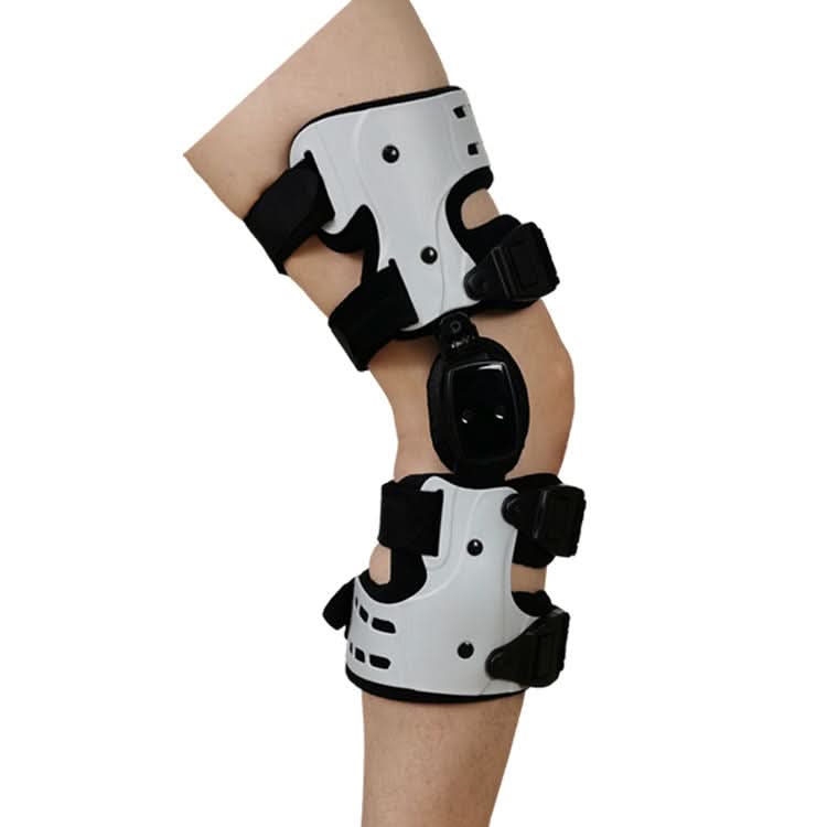 "Graue Kniebandage aus atmungsaktivem Material für gezielte Druckentlastung und verstellbare Stabilität bei Knieproblemen."