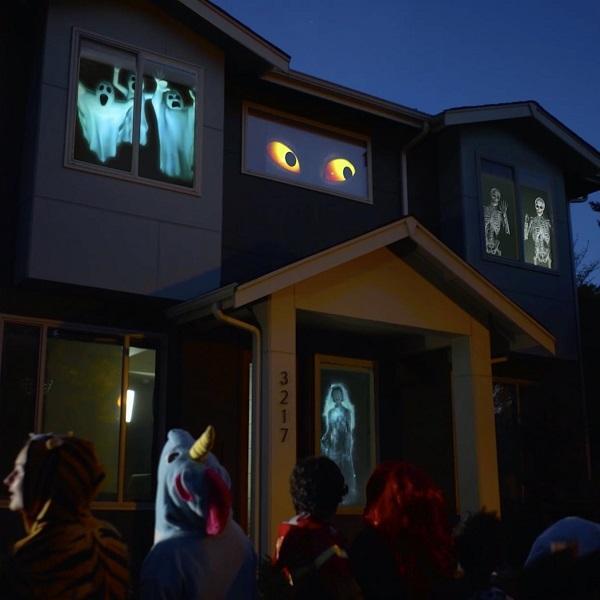 Halloween-projektor med skjermduk