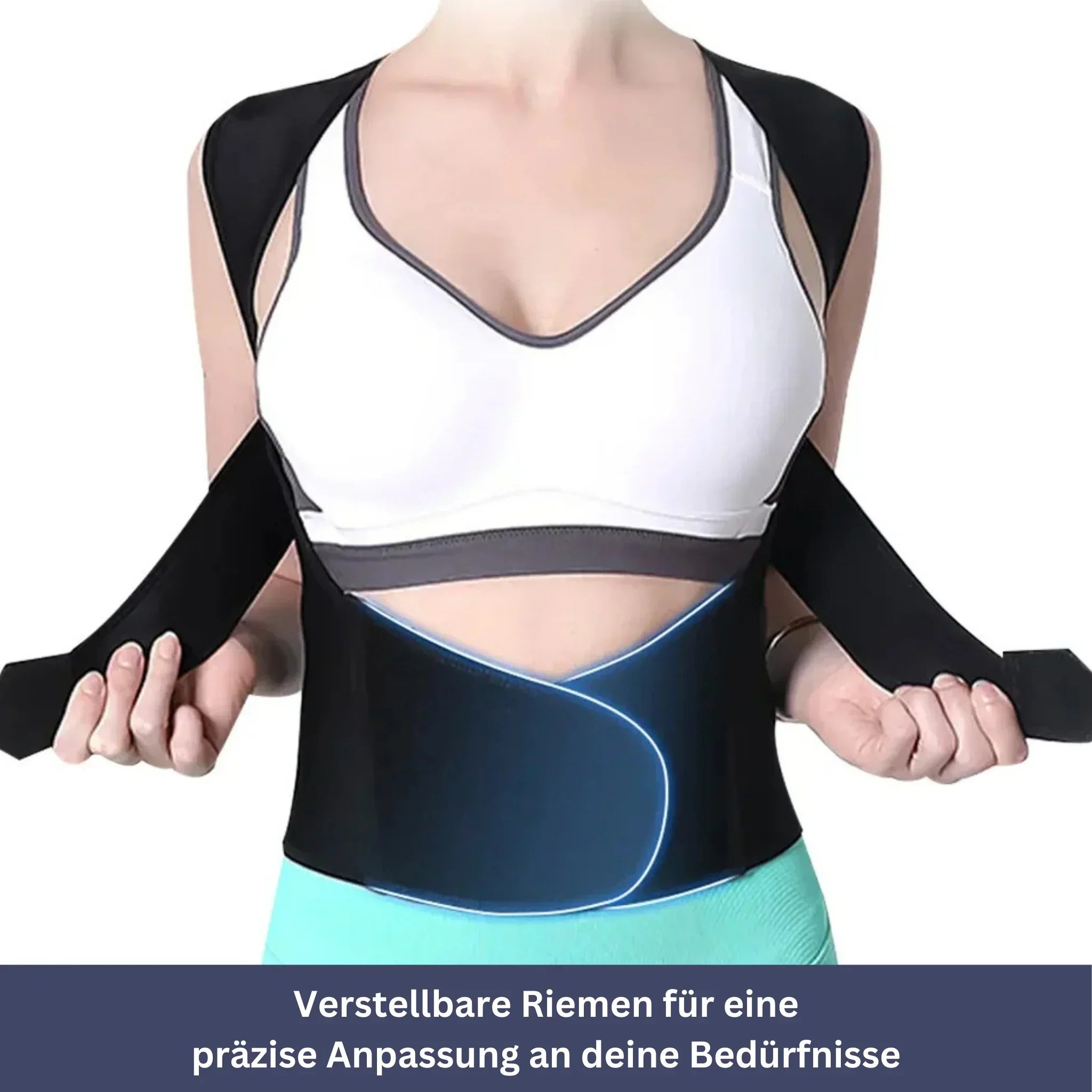 "Haltungskorrektur Accessoire, elastisch und atmungsaktiv, unter Kleidung tragbar, ergonomisches Design für Komfort, PostureB
