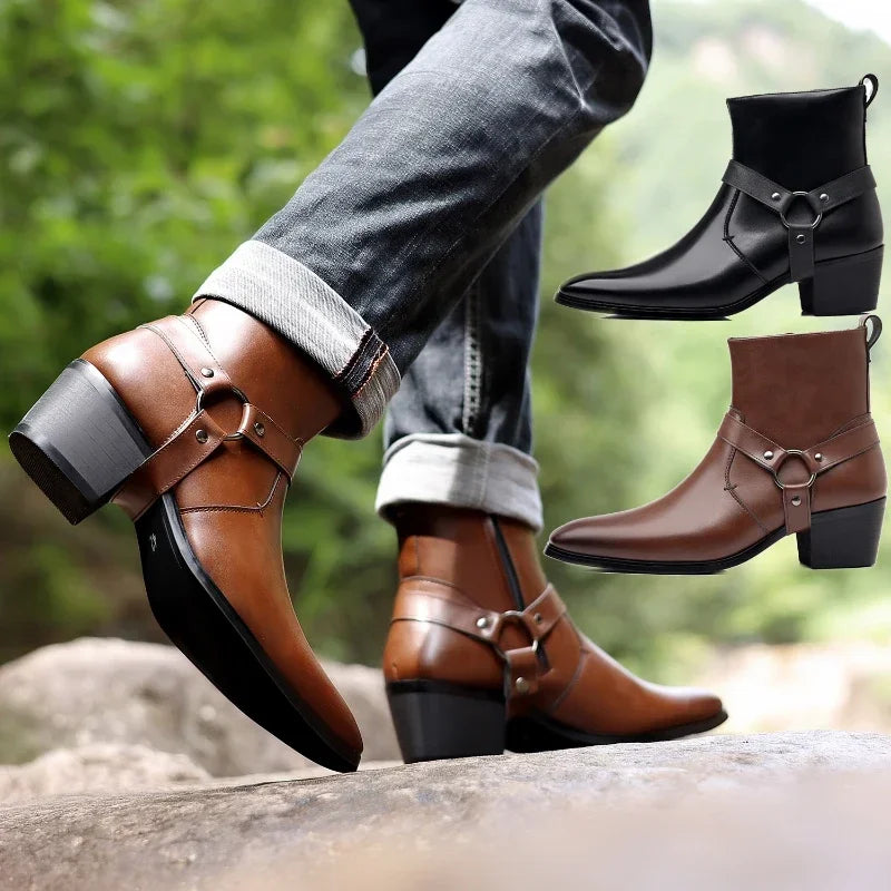 Herren Chelsea Cowboystiefel, dunkelbraun und schwarz, hochwertig verarbeitet, eleganter und vielseitiger Look.