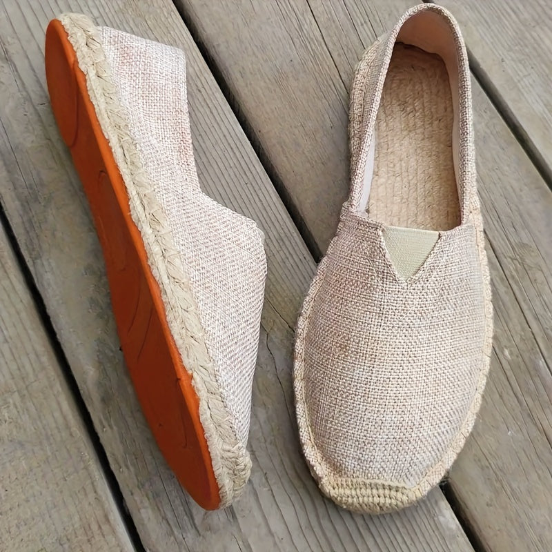 "Herren Espadrilles Loafers Beige, elegant, leicht, atmungsaktiv, ideal für Sommer und vielseitige Anlässe, nahaufnahme"