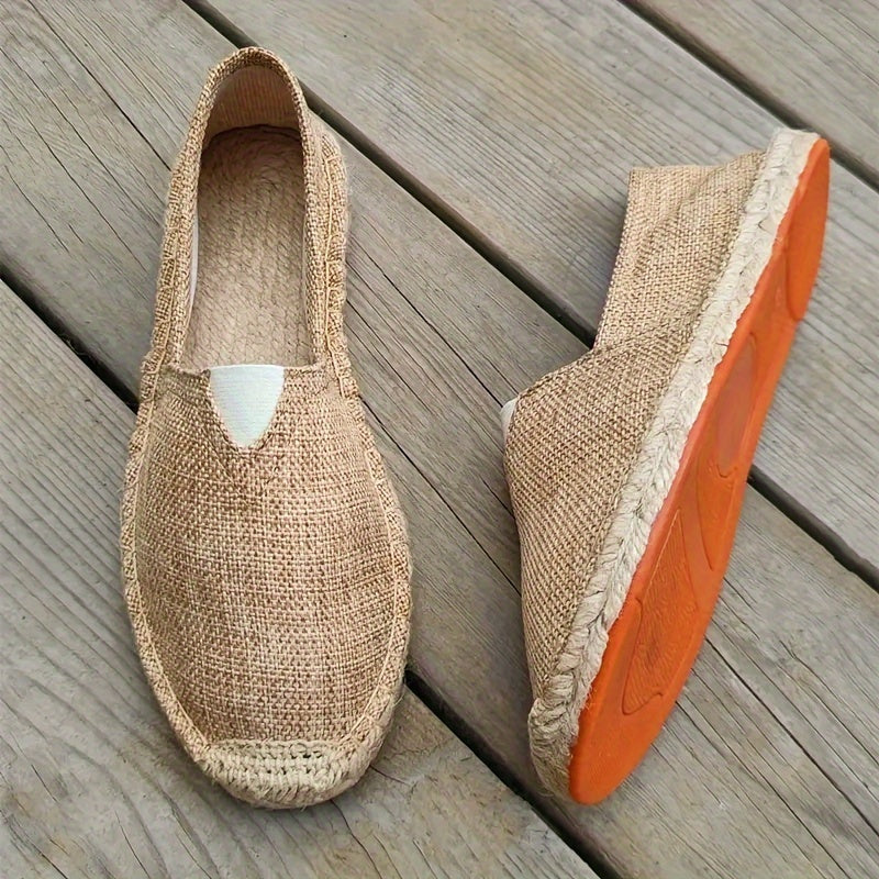 "Herren Espadrilles Loafers Beige, elegant, leicht, atmungsaktiv, ideal für Sommer und vielseitige Anlässe, nahaufnahme"