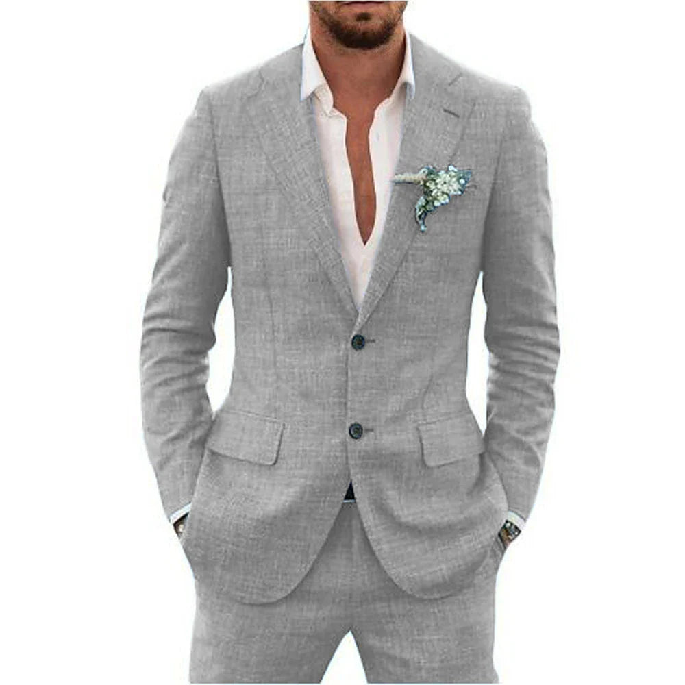Herren Sommeranzug, 2-teilig, leicht, stilvoll, ideal für Hochzeiten, atmungsaktiv, klassisch-moderne Silhouette.