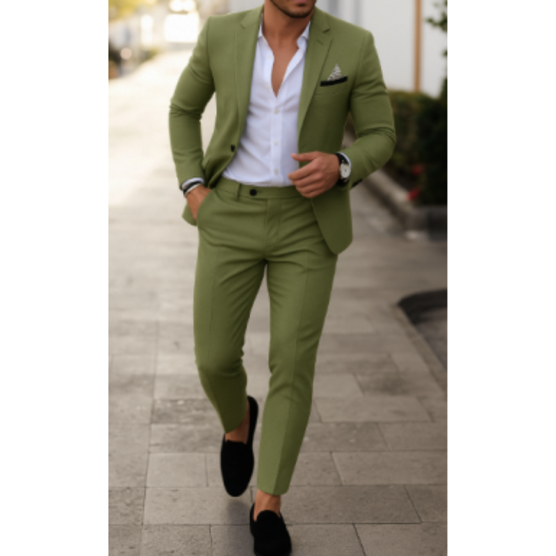 "Herren Sommeranzug in Beige, eleganter Blazer und Hose, ideal für Hochzeitsgast-Outfits und sommerliche Veranstaltungen"