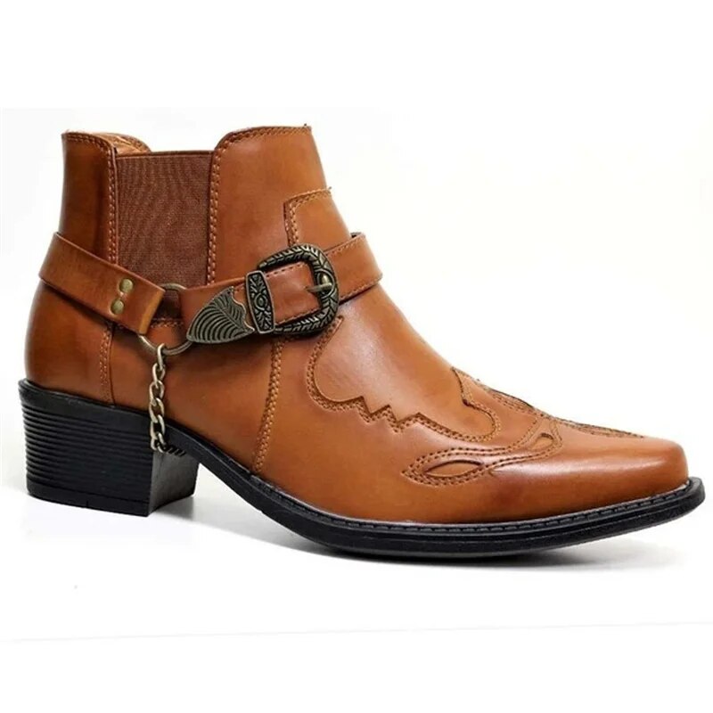 "Herren Westernstiefel, schwarzes Leder, elegant, zeitloser Westernstil, für Komfort und Stil, geeignet für Abenteuer."