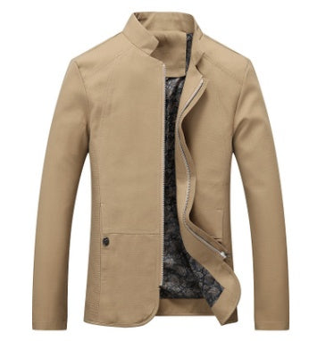 "Herren Übergangsjacke mit Seitentaschen, elegant, vielseitig, in Beige, Marine, Schwarz, für Frühling und Herbst geeignet."