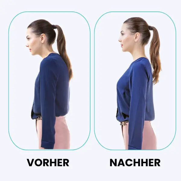 Intelligente Haltungskorrektur in Schwarz, bandloses Design, Echtzeit-Überwachung für bessere Körperhaltung.