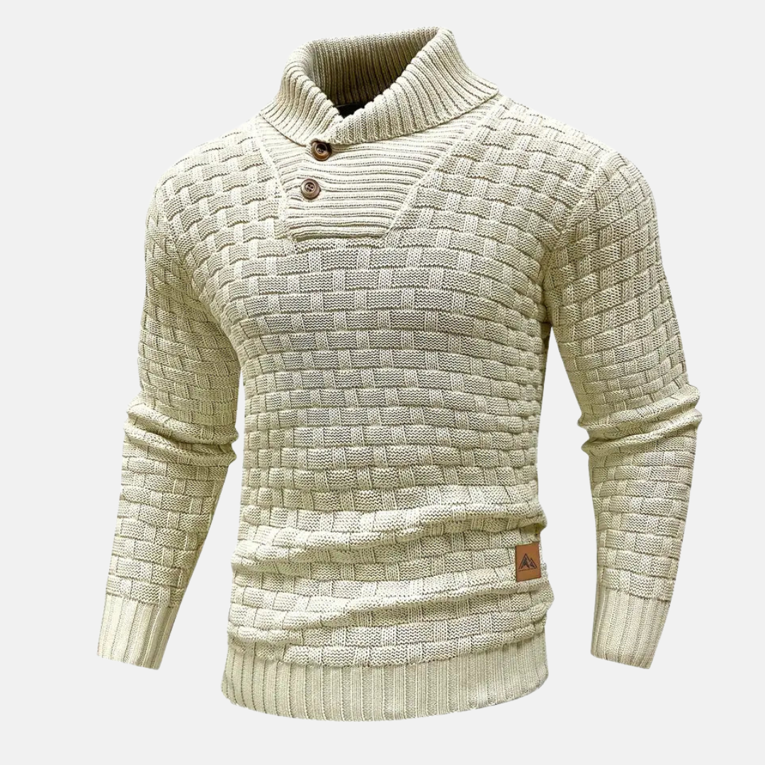 "Klassischer blauer Herren Strickpullover, weich und modern, ideal für kältere Tage und überall vielseitig kombinierbar."