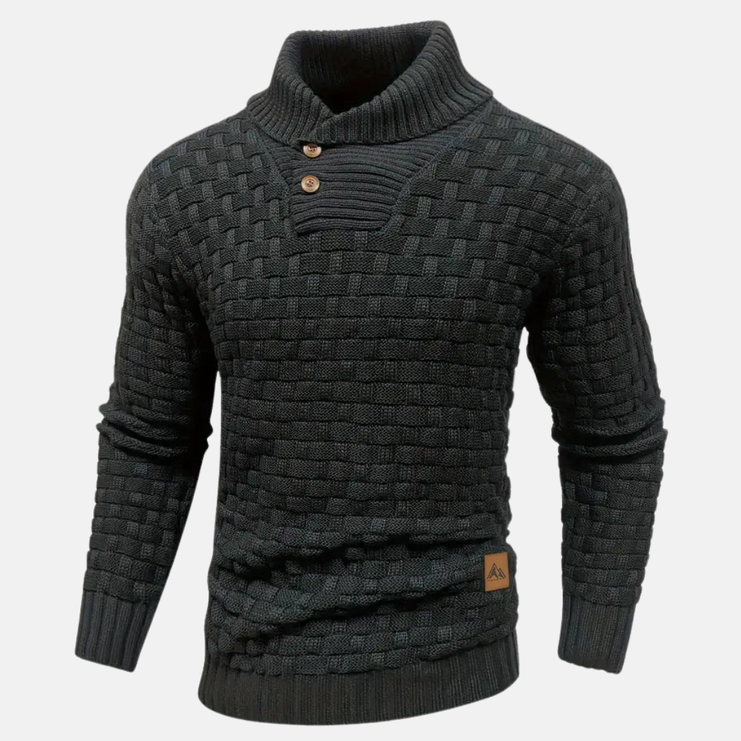 "Klassischer blauer Herren Strickpullover, weich und modern, ideal für kältere Tage und überall vielseitig kombinierbar."