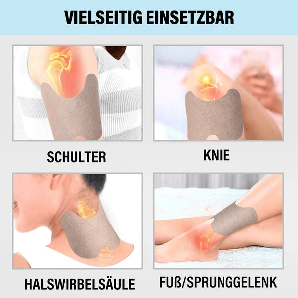 "Knie-Schmerzpflaster zur natürlichen Schmerzlinderung, einfach anzuwenden, auf Knie aufgeklebt für gezielte Erleichterung."
