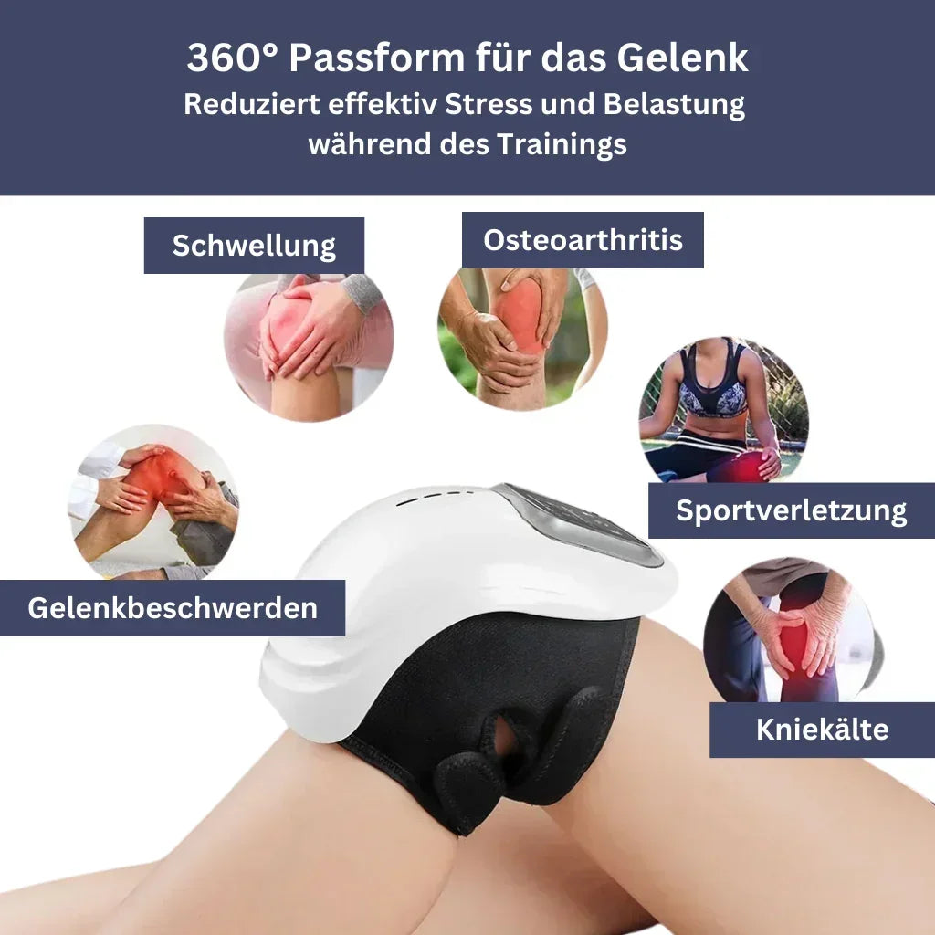 "Knie-Therapiegerät mit ergonomischem Design, schwarz, zur Schmerzlinderung durch Wärme- und Vibrationsfunktion"