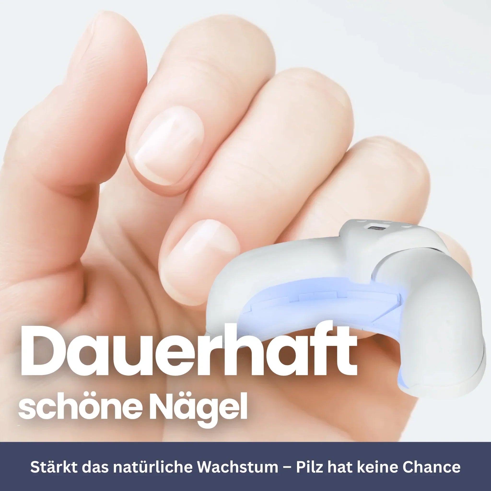 "Kompaktes UV-Lichtgerät zur Nagelpilztherapie in Anwendung, ideal für zuhause, verbessert Nagelgesundheit."