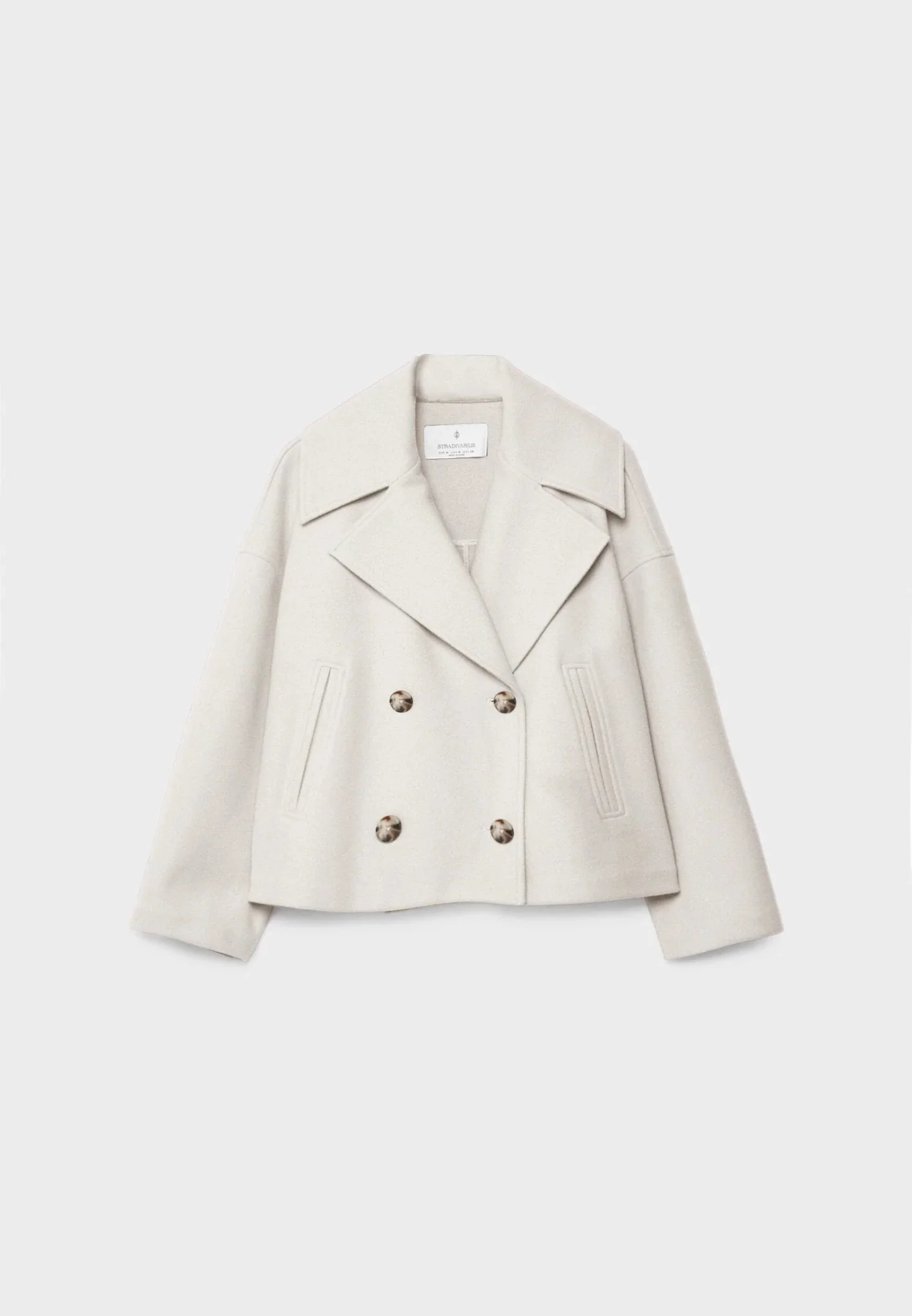 "Kurze elegante Damenjacke, auffälliger Kragen, doppelreihiger Knopfverschluss, vielseitige Farben, modische Silhouette"