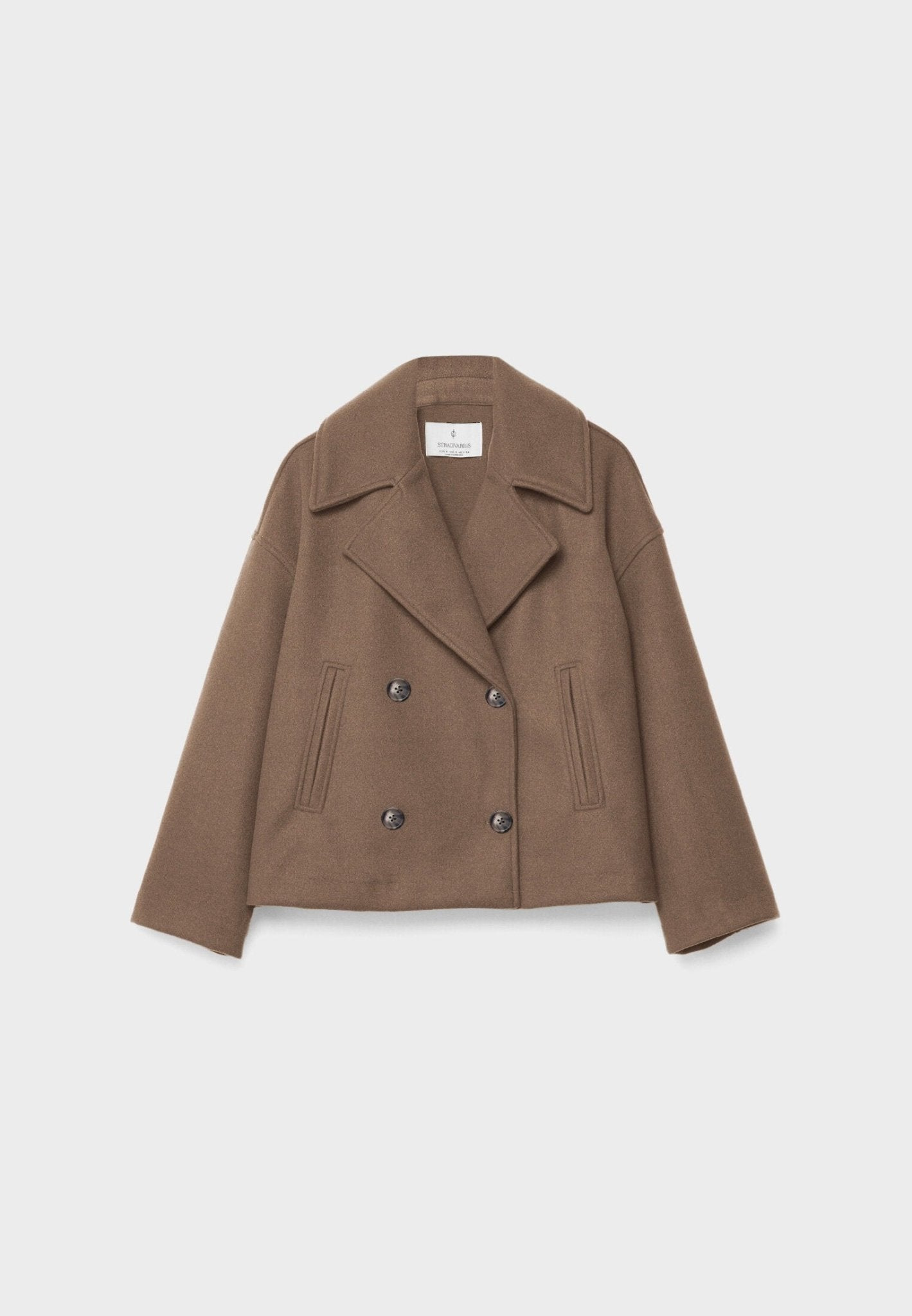"Kurze elegante Damenjacke, auffälliger Kragen, doppelreihiger Knopfverschluss, vielseitige Farben, modische Silhouette"