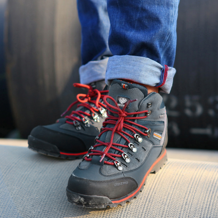 Leichte, rutschfeste Wanderstiefel für Damen & Herren, robustes Design in Blau, Orange, Rot für optimalen Halt.