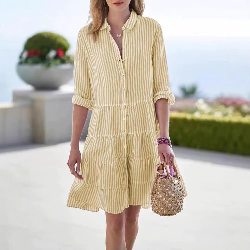 "Luftiges Damen-Sommerkleid in bunten Farben, XS-XXL, leichter Stoff, tailliert, für Strand- oder Grillpartys geeignet."