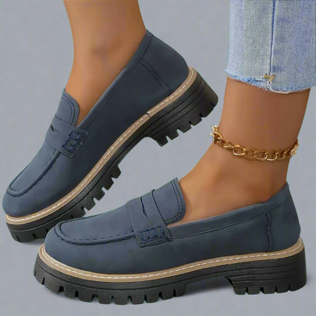 Dame loafers i mørkeblått