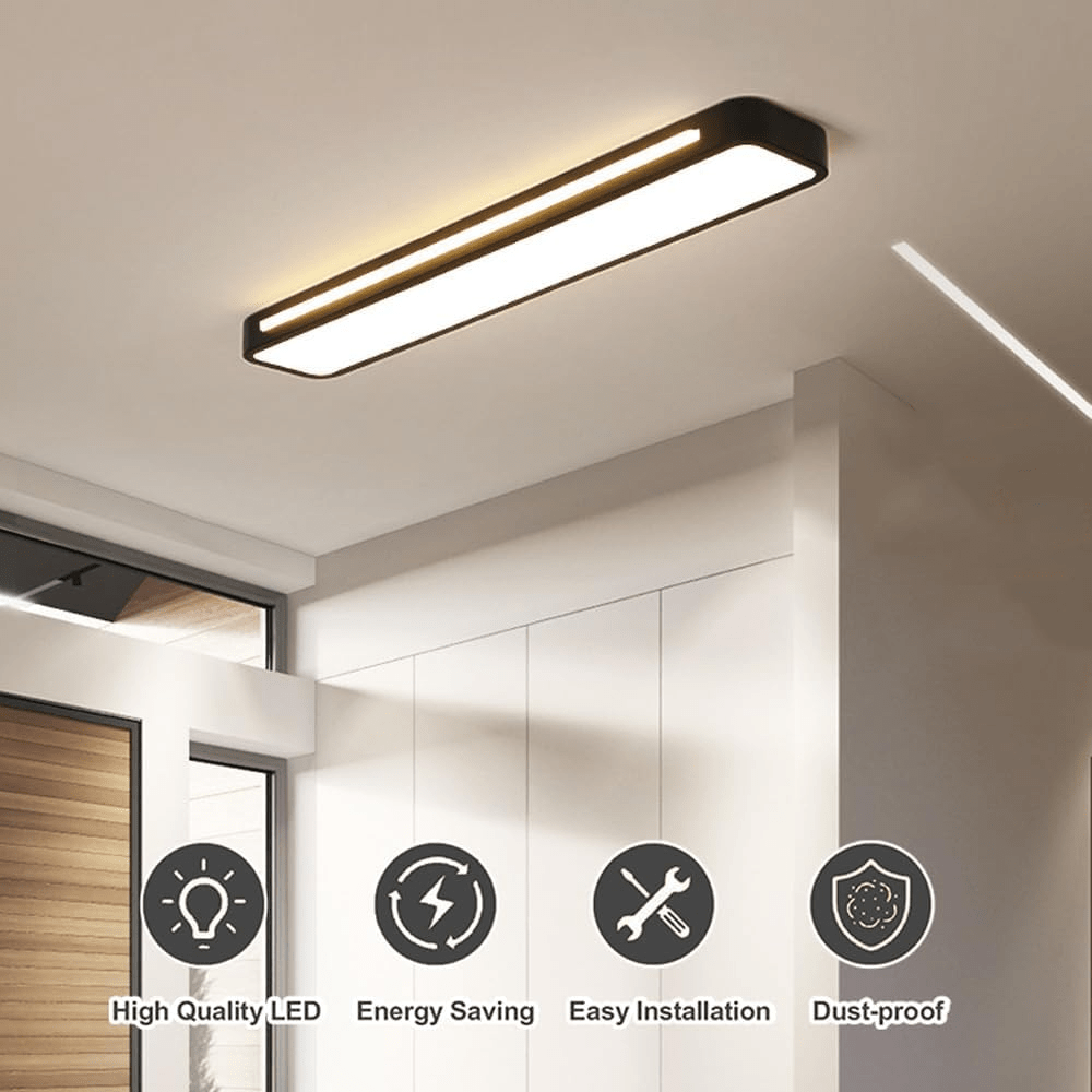 "Minimalistische LED Deckenleuchte im nordischen Stil, aus Eisen und Acryl, mit einstellbaren Lichtfarben und Größen."