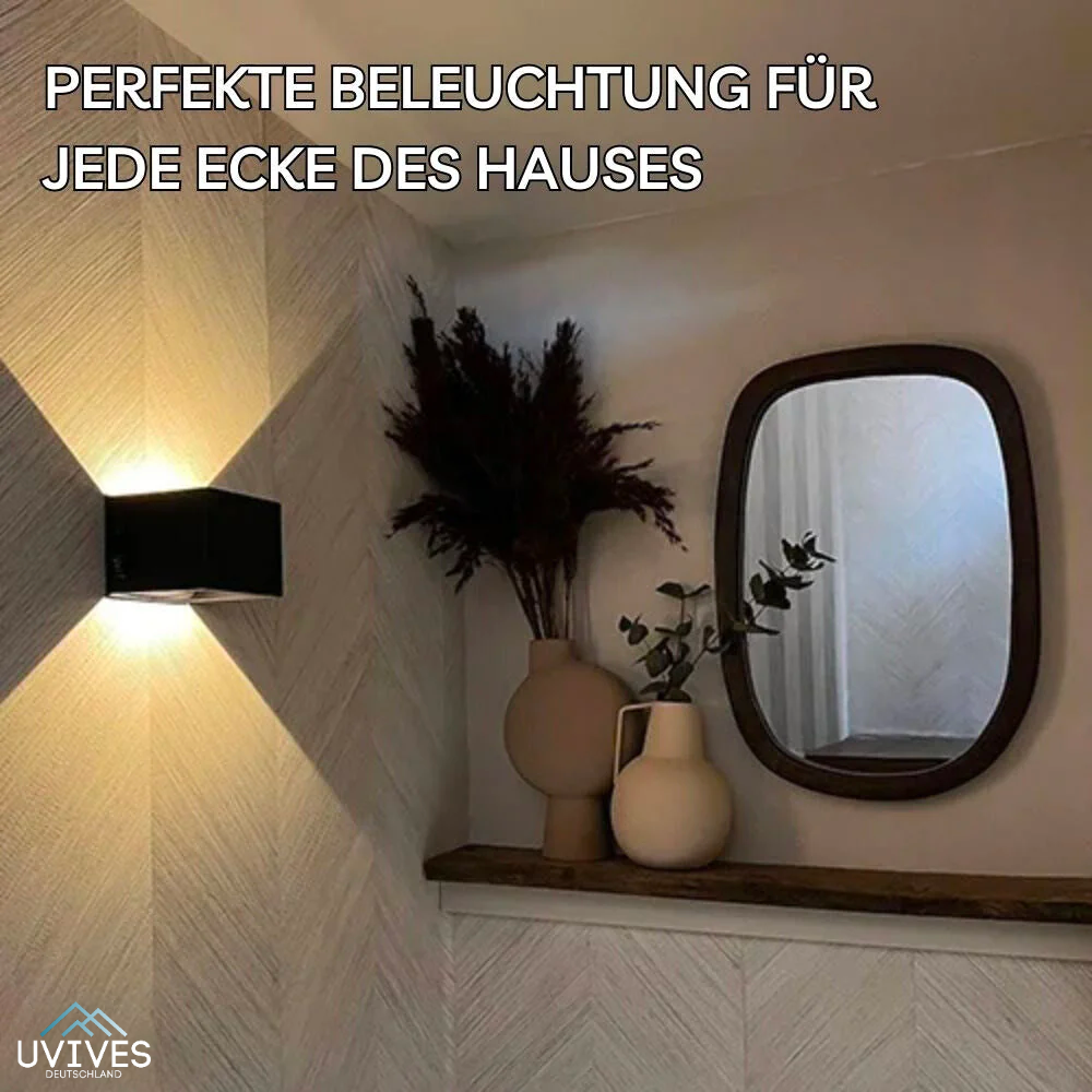 "Moderne kabellose Wandlampe in Würfelform mit warmem Licht, luxuriöses Design, einfache Installation für stilvolle Beleuchtu