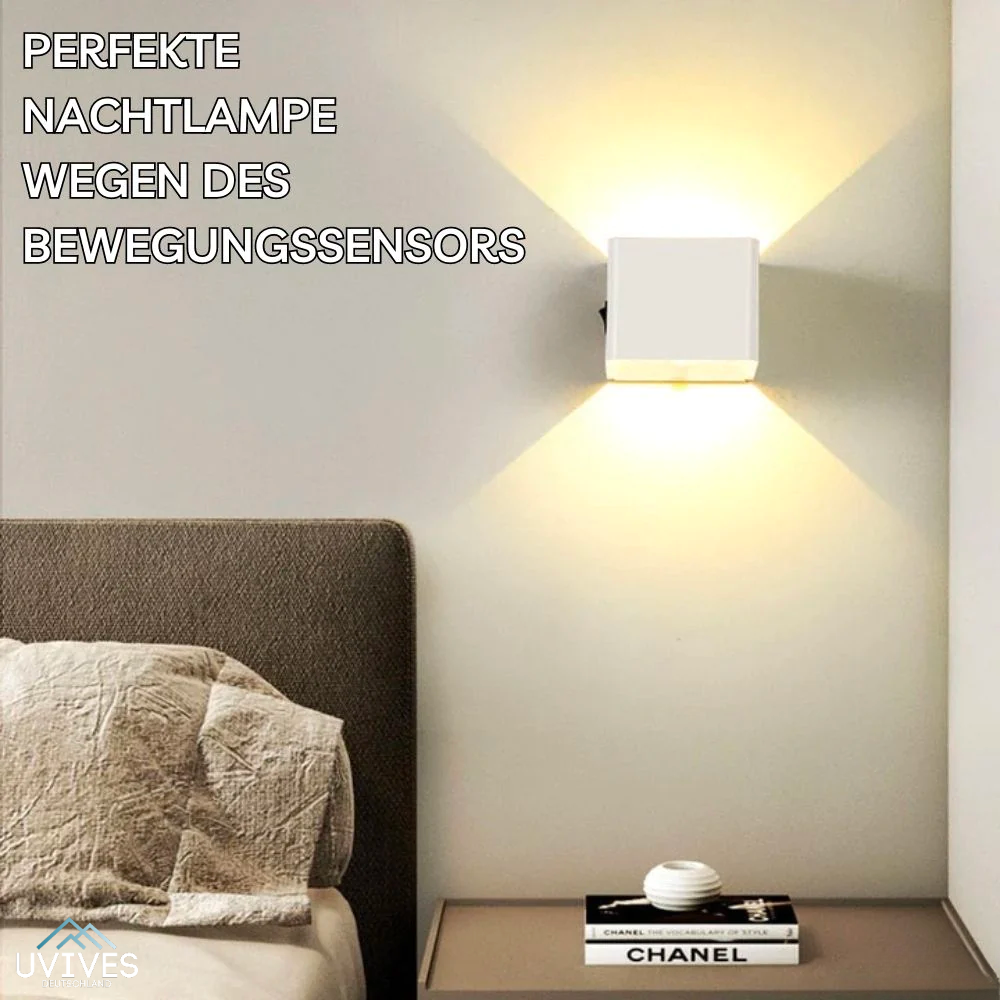 "Moderne kabellose Wandlampe in Würfelform mit warmem Licht, luxuriöses Design, einfache Installation für stilvolle Beleuchtu