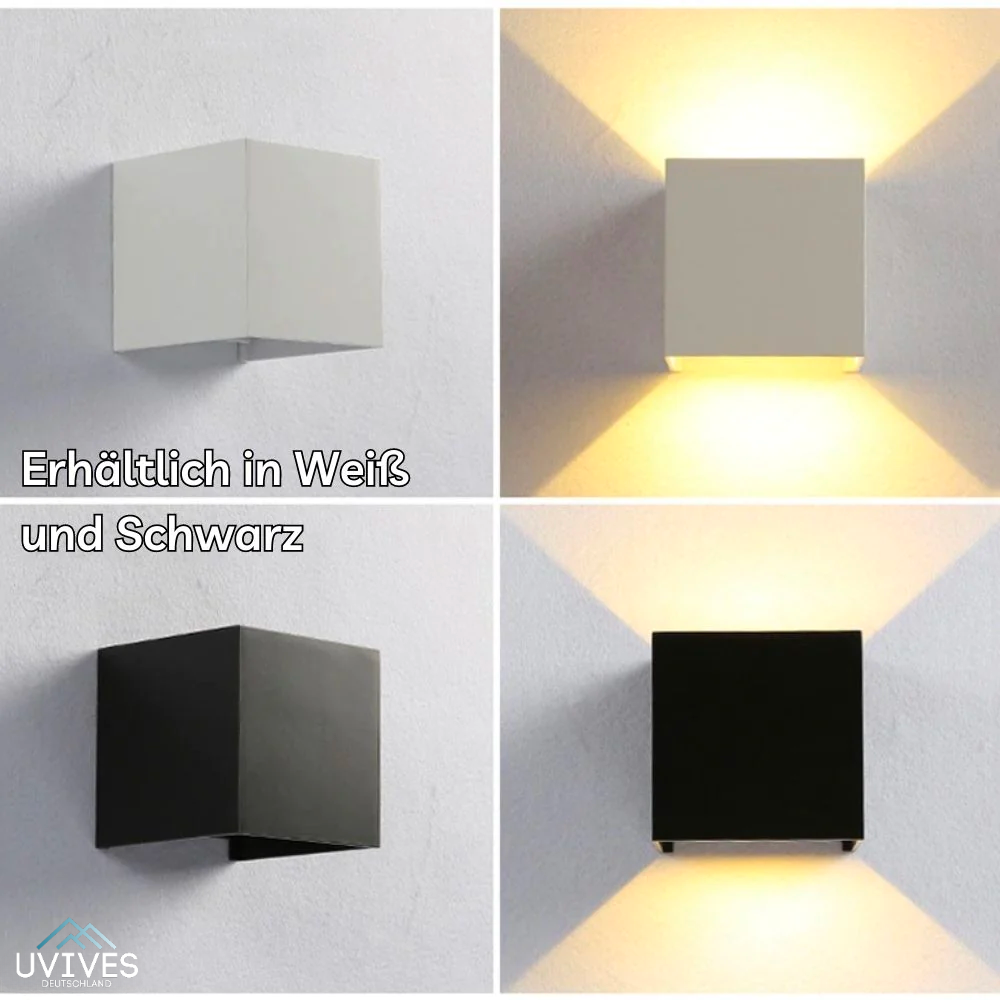 "Moderne kabellose Wandlampe in Würfelform mit warmem Licht, luxuriöses Design, einfache Installation für stilvolle Beleuchtu