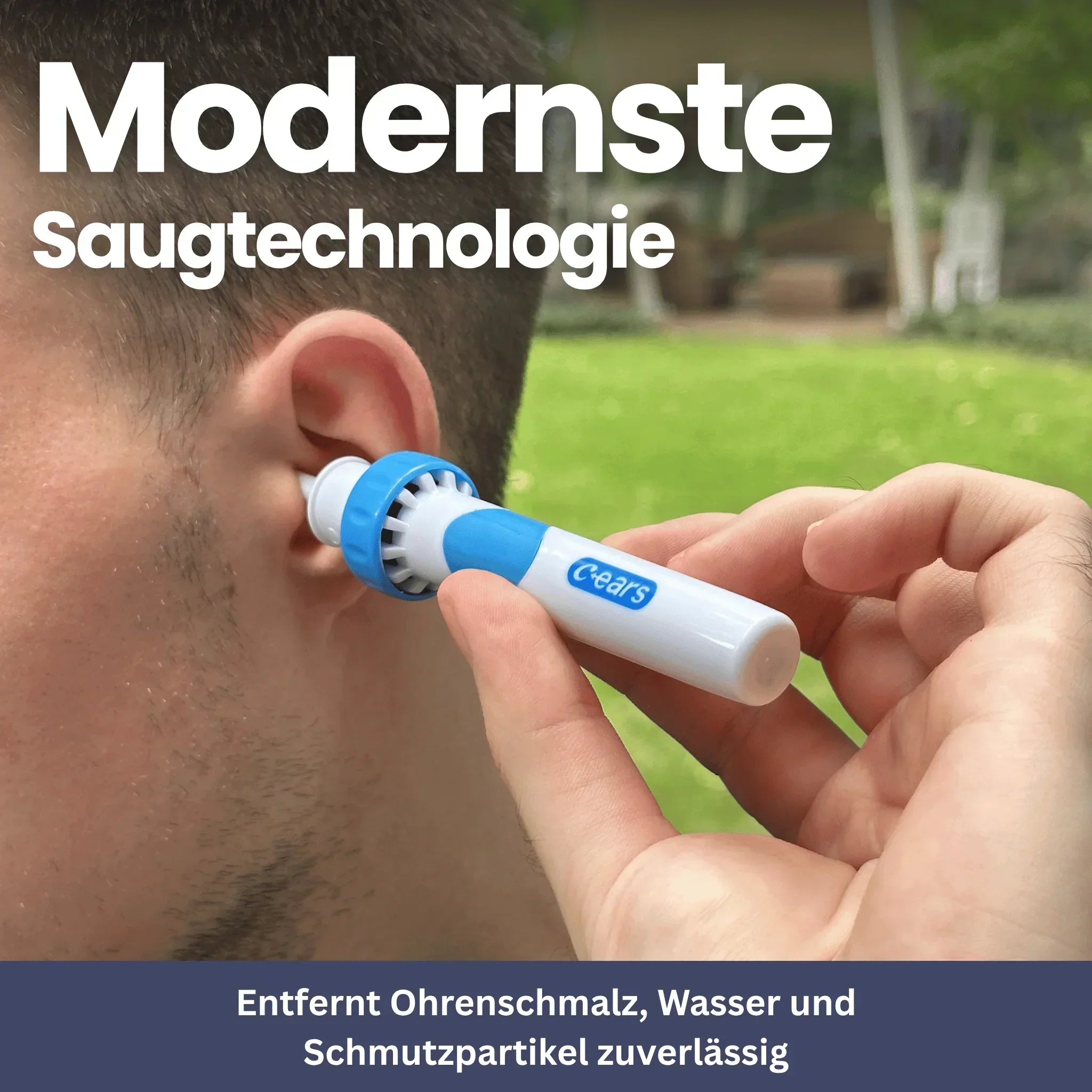 Ohrreiniger mit Saugfunktion, ergonomisches Design, zur effektiven und schonenden Entfernung von Ohrenschmalz.